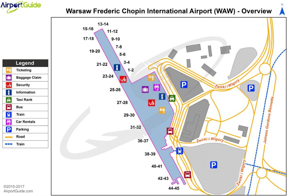 Varsóvia aeroporto frederic chopin mapa