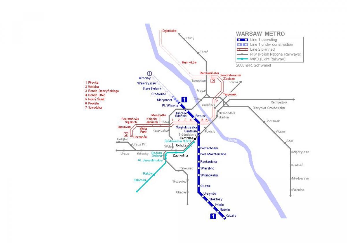 Varsóvia mapa do metrô