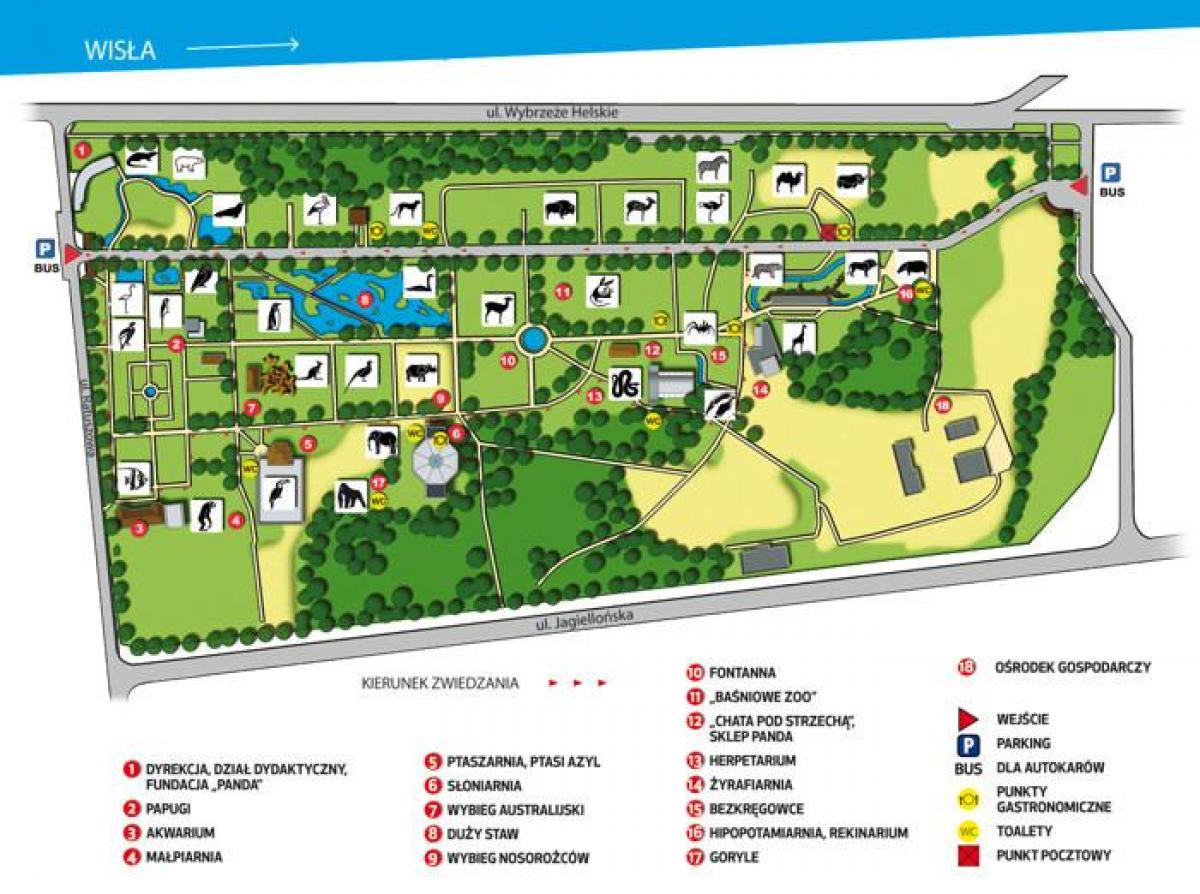 Mapa do jardim zoológico de Varsóvia 