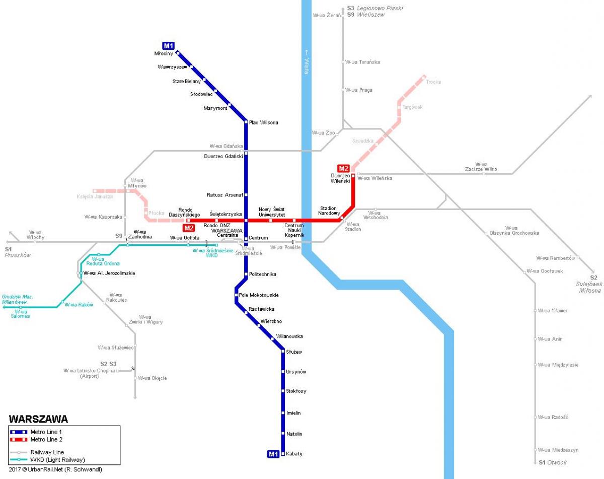 mapa do metrô de Varsóvia polônia