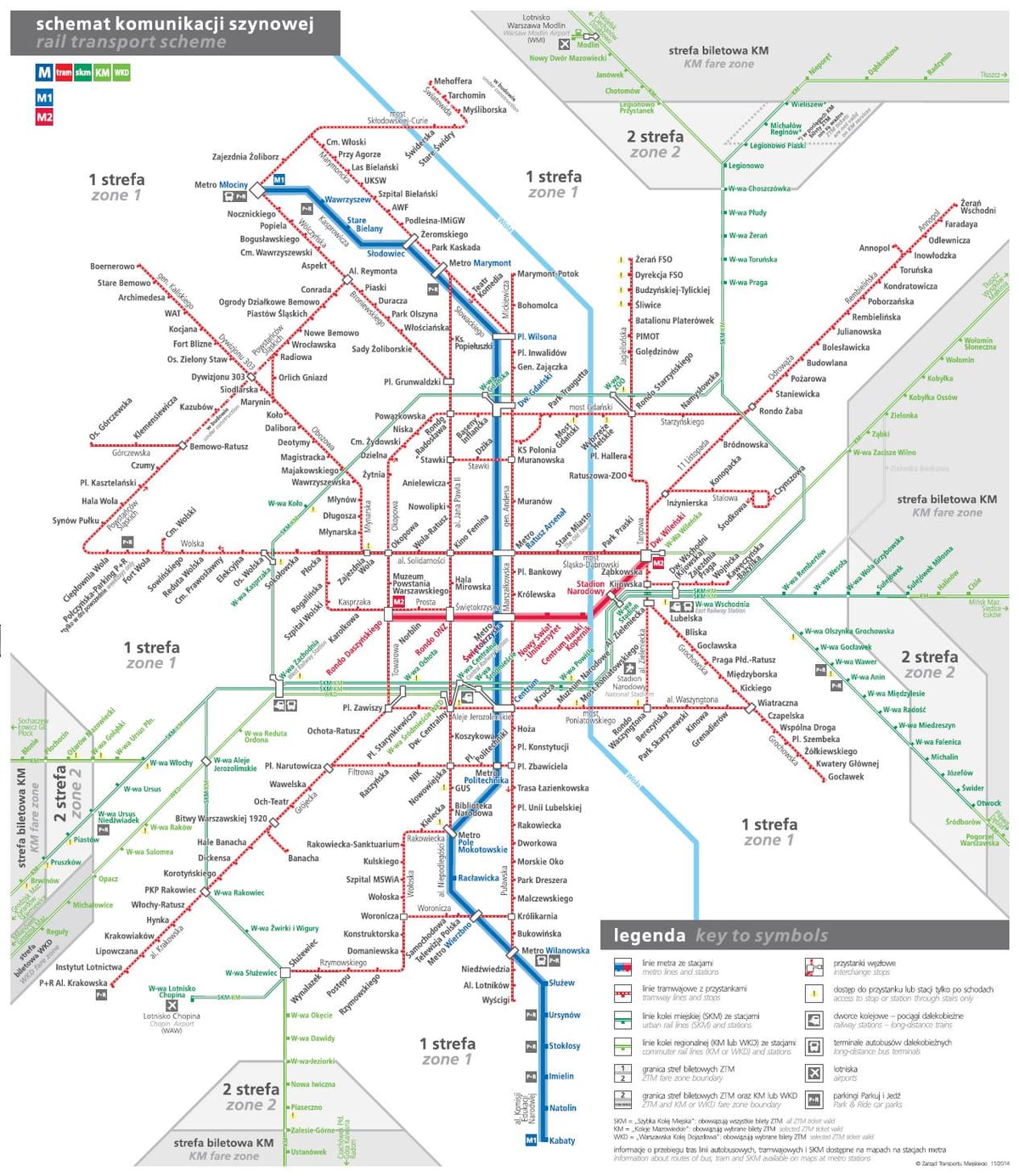 Varsóvia mapa de transporte