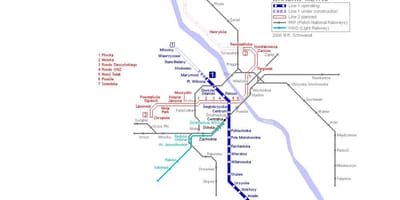 Varsóvia mapa do metrô