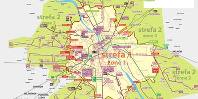Mapa de Varsóvia ônibus 