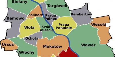 Mapa de Varsóvia bairros 