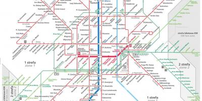 Varsóvia mapa de transporte