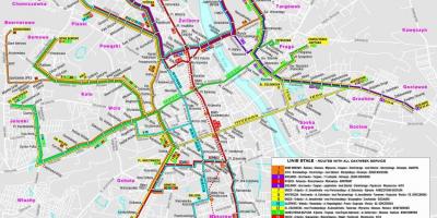 Mapa de Varsóvia trânsito 