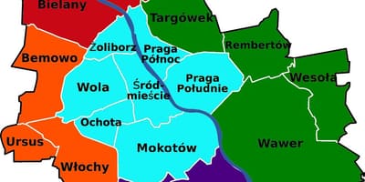 Mapa de Varsóvia distritos 