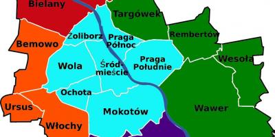 Mapa de Varsóvia distritos 